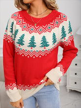 Jacquard Christmas Tree Knitted Sweater-Red